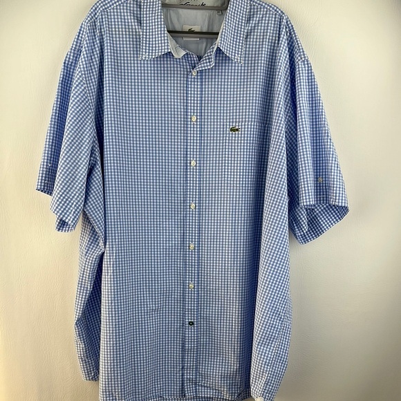 Lacoste Short Sleeve Checkered Button Down Shirt - Picture 1 of 9